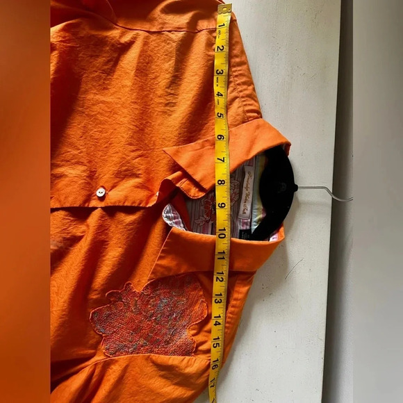 Robert Graham Orange Button Up Shirt Paisley Cuffs Embroidered Women’s Size M - Picture 8 of 12